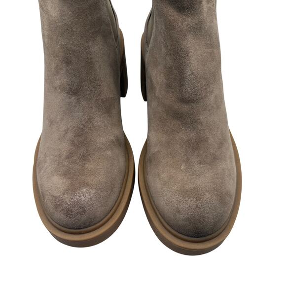Dolce Vita Caster Tan Suede 7M Gage Leather Ankle Boots Bootie Chunky Mushroom - Picture 3 of 9